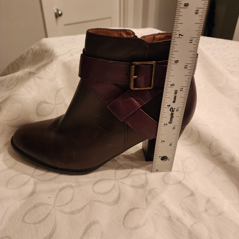 Vionic Trinity Leather Ankle Boots Size 9‎ Brown Strap Buckle Block Heel Comfort - Picture 11 of 11